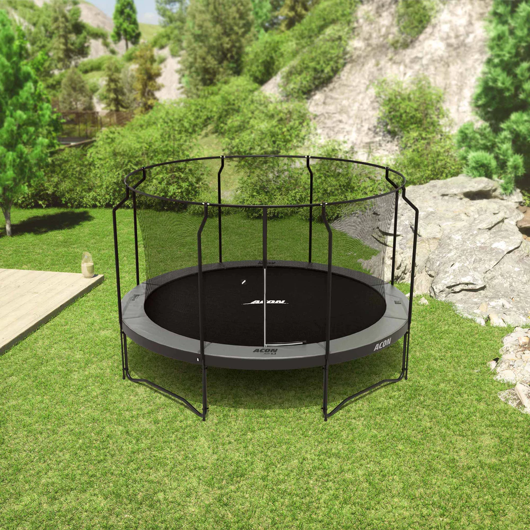 ACON Air 4,3m Rundes Trampolin Black Edition mit Premium-Netz und Leiter