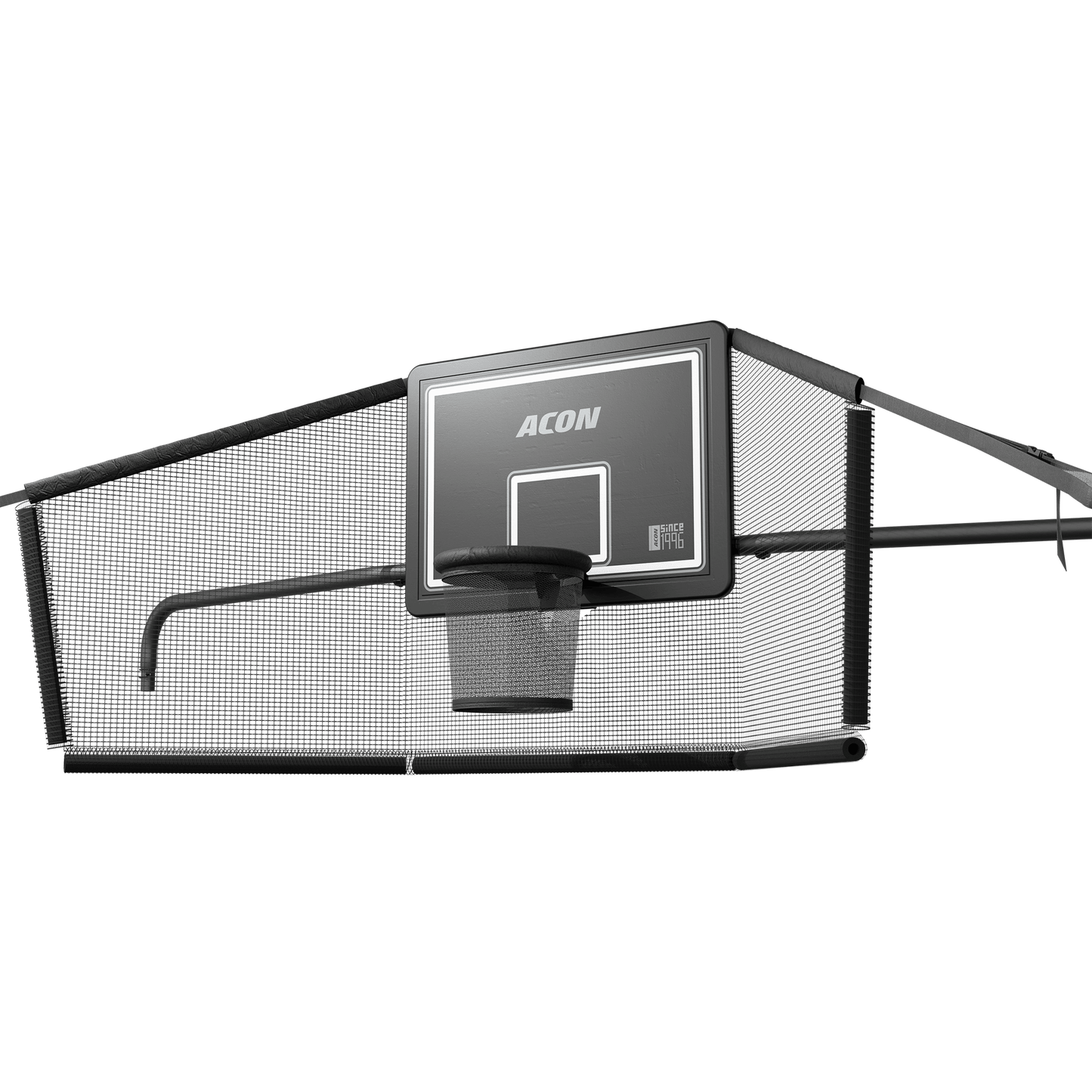 ACON X Basketball Hoop with Back Net for 17ft Rectangular Trampoline.